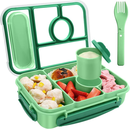 Bento Box Lunch Box Kids,Lunch Containers for Kids/Toddler,5 Compartments Bento Lunch Box for Kids with Sauce Vontainers,Microwave & Dishwasher & Freezer Safe,Bpa-Free(Blue)